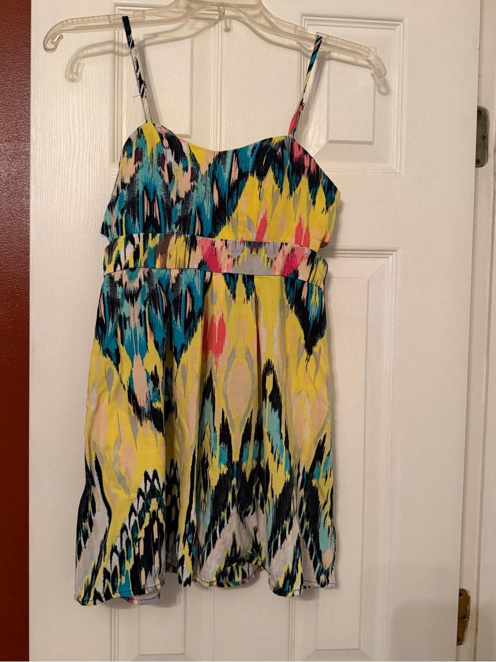 Material Girl Yellow Multi-Color Spaghetti Strap Sundress Small